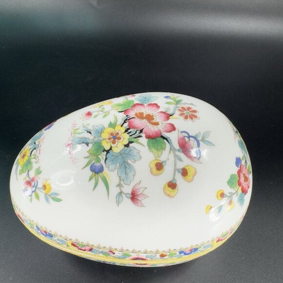 COALPORT MING ROSE Egg Shape Bone China Trinket Box England Floral Pattern VTG - Picture 14 of 16